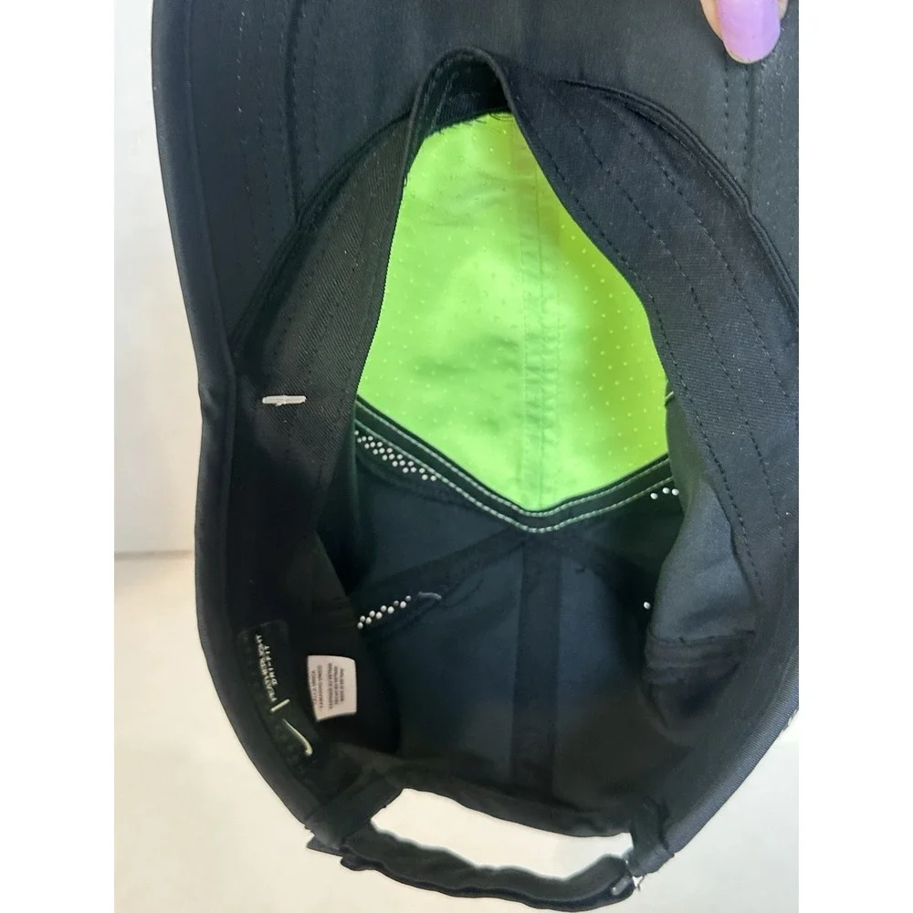 Nike Featherlight Dri Fit Hat Baseball Lime Black Adjustable One Size Running